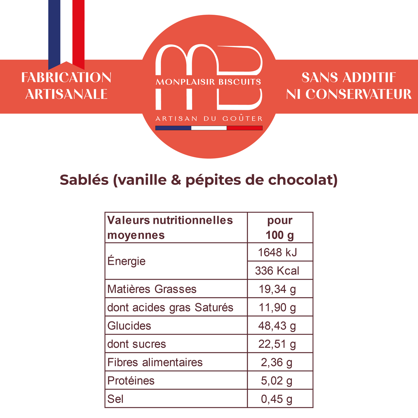 Sablés Vanille et pépites de chocolat noir