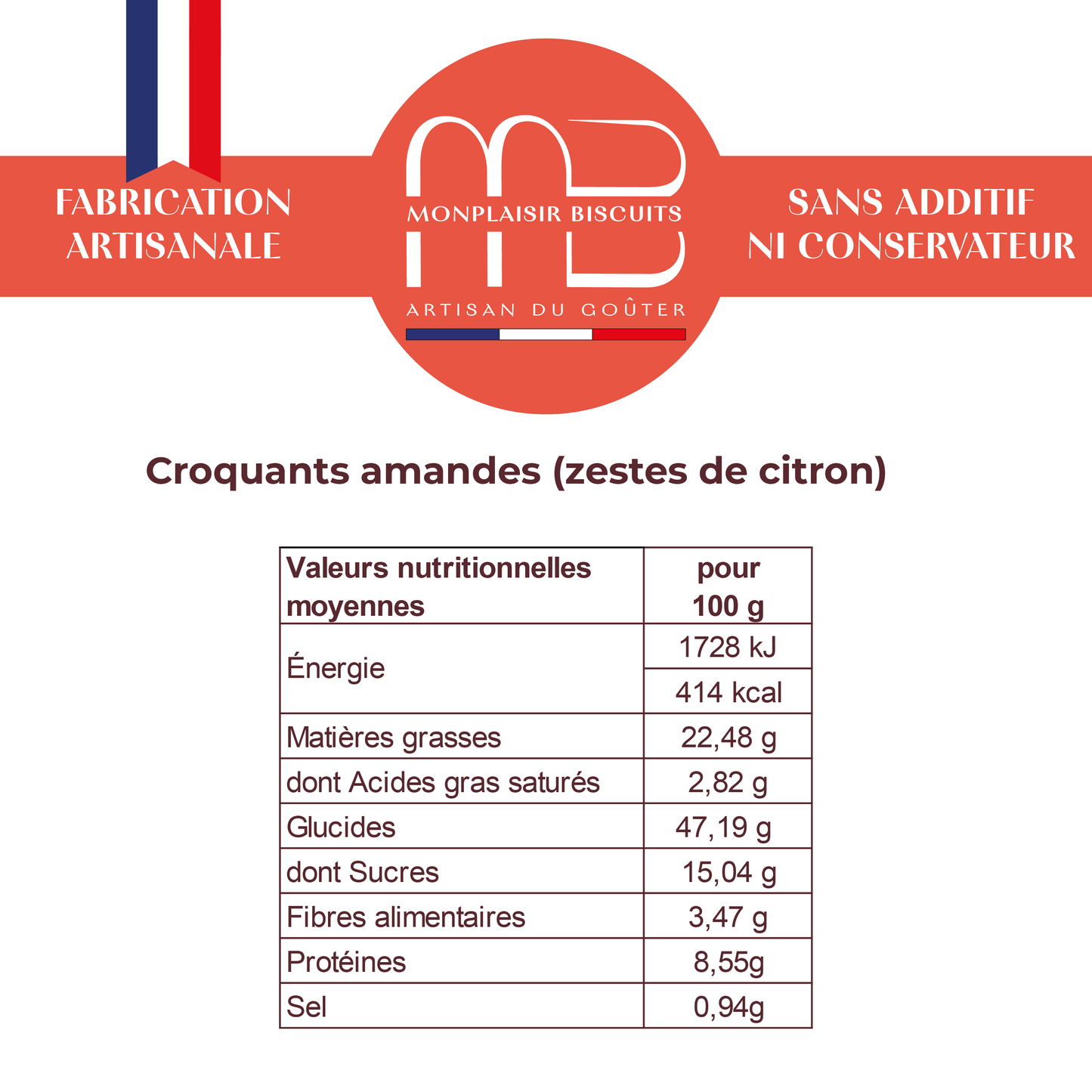 Croquants Amandes aux zestes de citron