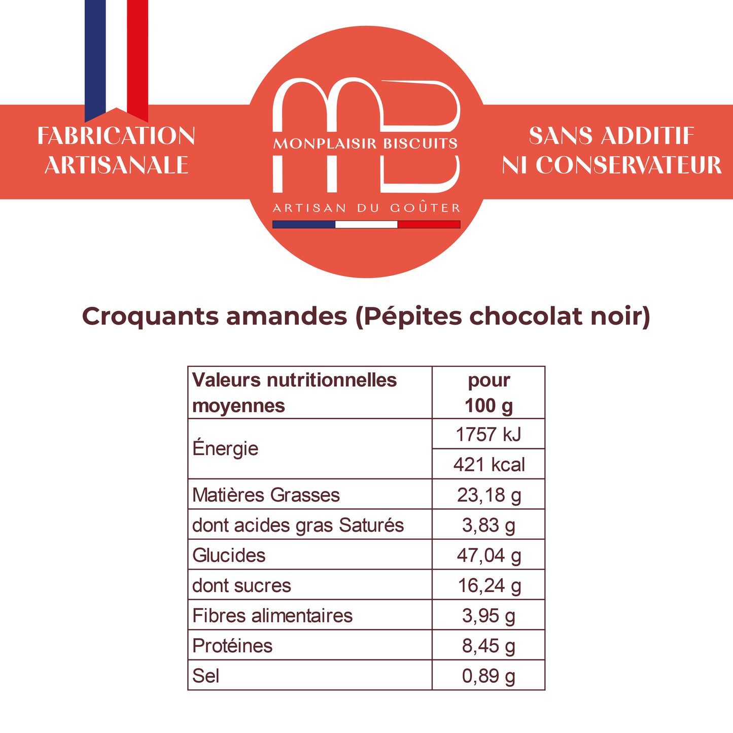 Croquants Amandes aux pépites de chocolat noir