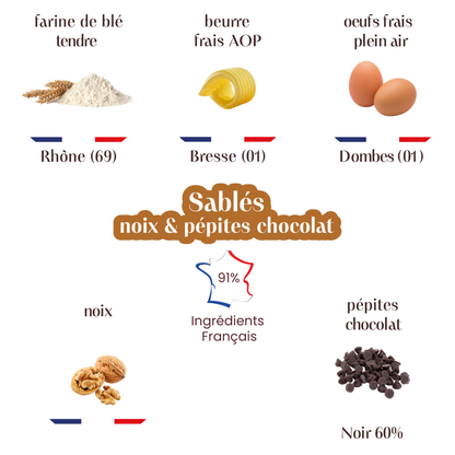 Sablés Vanille Noix et pépites de chocolat noir