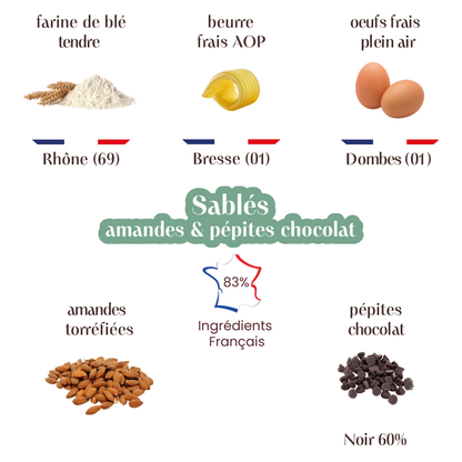 Sablés Vanille Amandes et pépites de chocolat noir