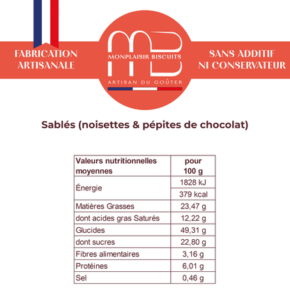 Sablés Vanille Noisettes et pépites de chocolat noir
