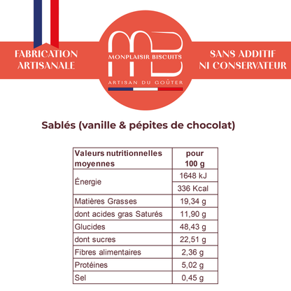 Sablés Vanille et pépites de chocolat noir