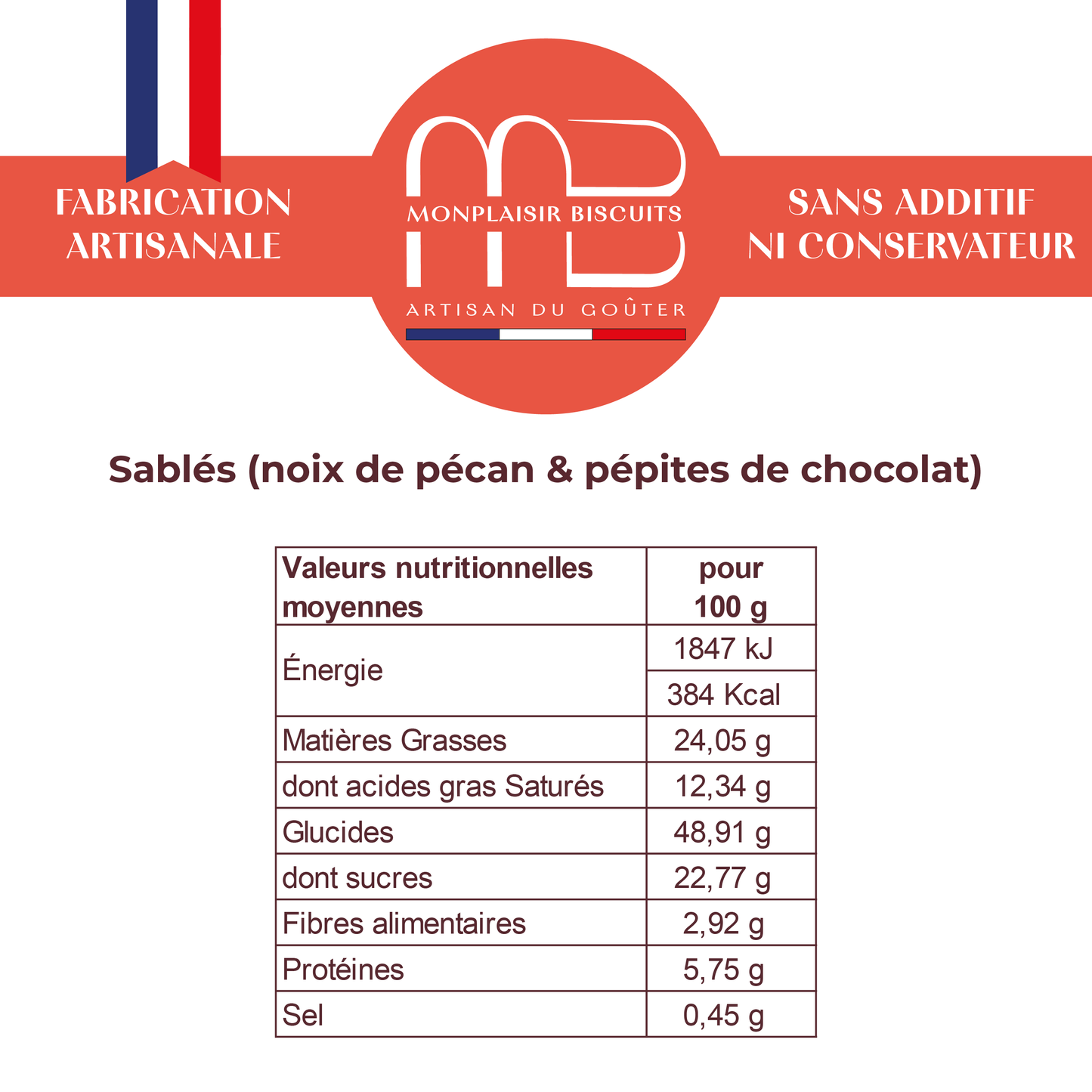 Sablés Vanille Pécan et pépites de chocolat noir