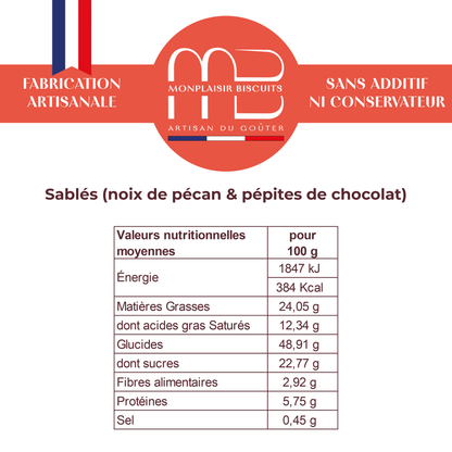 Sablés Vanille Pécan et pépites de chocolat noir